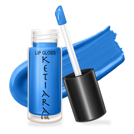 Ocean Blue Big Brush Wand Moisturizing and  Hydrating Non-sticky Premium Mild Tinting Lip Gloss Infused With Hyaluronic Acid
