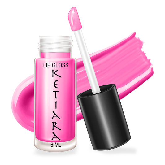 Pink Rose Big Brush Wand Moisturizing and  Hydrating Non-sticky Premium Mild Tinting Lip Gloss Infused With Hyaluronic Acid
