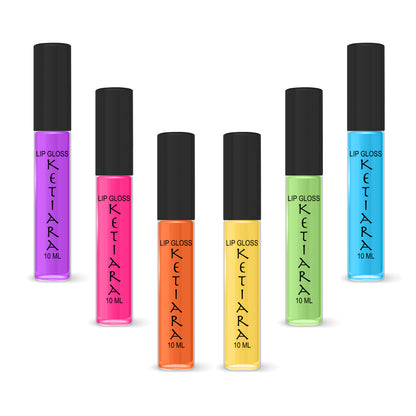 Neon Hydrating And Moisturizing Non-sticky Premium Mild Tinting Lip Gloss Infused With Hyaluronic Acid | Pack Of 6