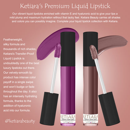 Ketiara Premium Full Coverage Big Brush High Maintenance Liquid Lipstick Infused With Hyaluronic Acid, 6 ml