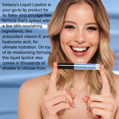 Ketiara Premium Full Coverage Denim Liquid Lipstick Infused With Hyaluronic Acid, 6 ml