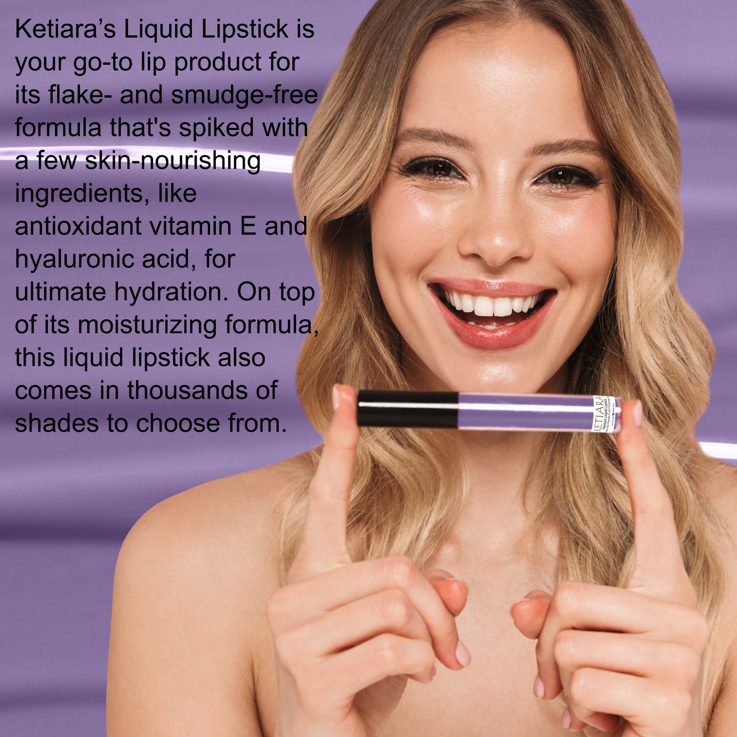 Ketiara Premium Full Coverage Big Brush Moon Beam Liquid Lipstick Infused With Hyaluronic Acid, 6 ml