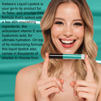 Ketiara Premium Full Coverage Big Brush Mardi Gras Liquid Lipstick Infused With Hyaluronic Acid, 6 ml