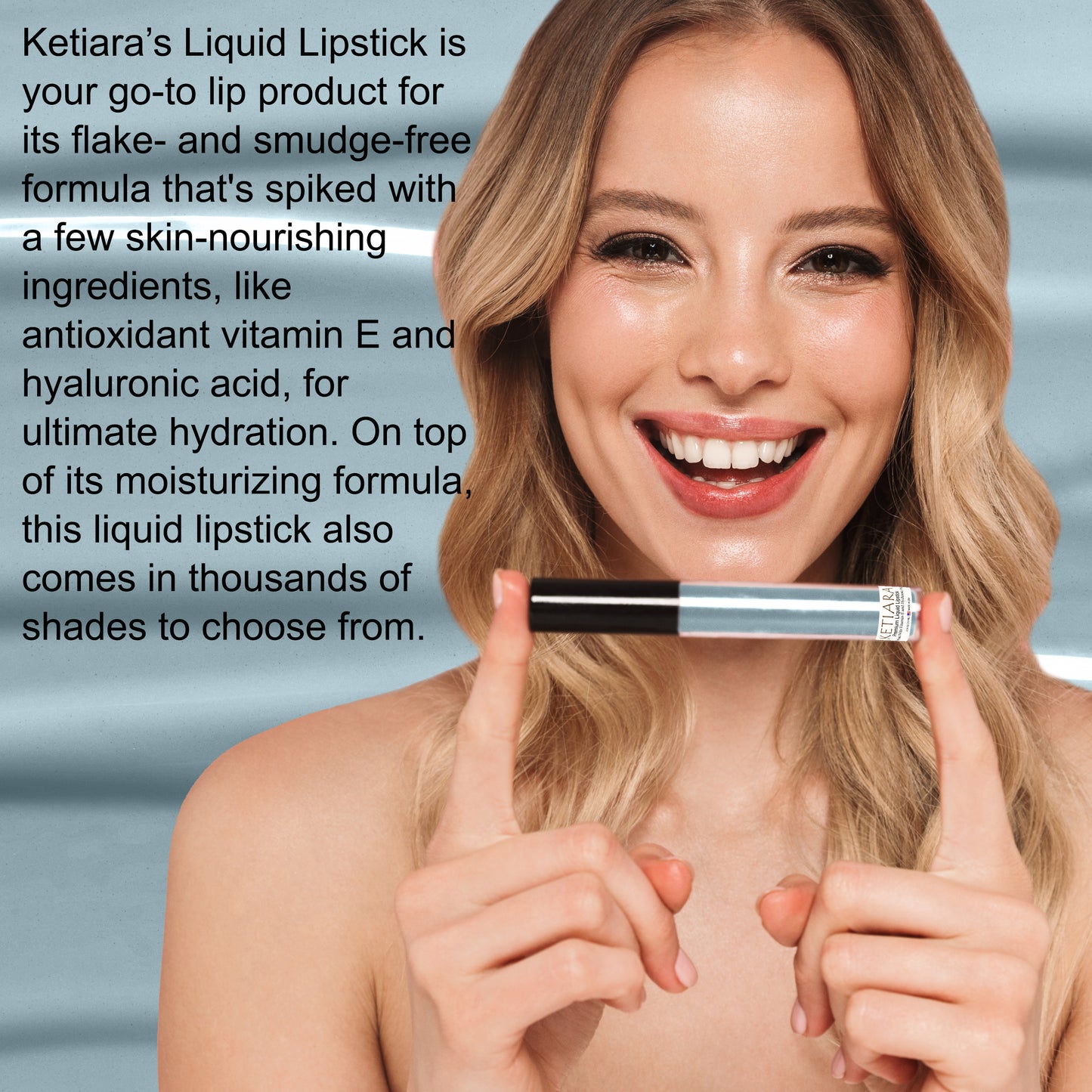 Ketiara Premium Full Coverage Ocean Eyes Liquid Lipstick Infused With Hyaluronic Acid, 10 ml