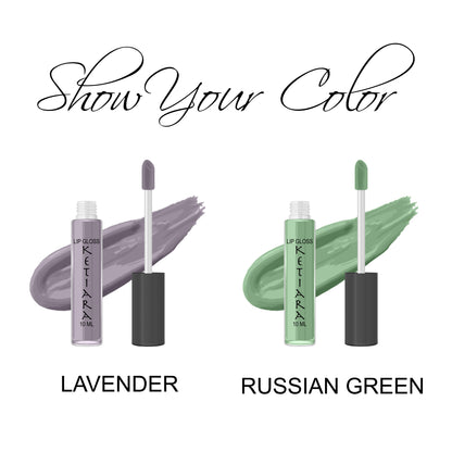 Lavender and Russian Green Hydrating Non-sticky Premium Mild Tinting Lip Gloss Infused With Hyaluronic Acid | Pack Of 2