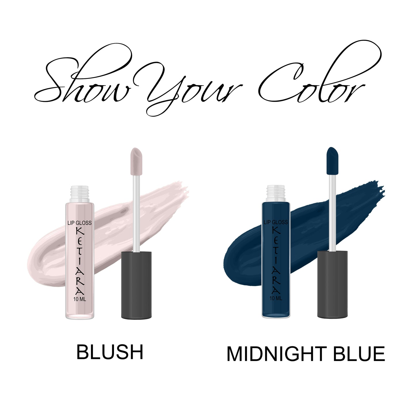 Blush and Midnight Blue Hydrating And Moisturizing Non-sticky Premium Mild Tinting Lip Gloss Infused With Hyaluronic Acid | Pack Of 2