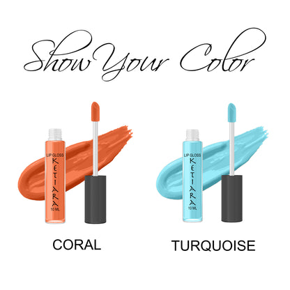 Coral and Turquoise Hydrating And Moisturizing Non-sticky Premium Mild Tinting Lip Gloss Infused With Hyaluronic Acid | Pack Of 2