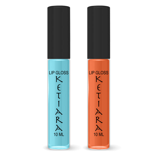 Coral and Turquoise Hydrating And Moisturizing Non-sticky Premium Mild Tinting Lip Gloss Infused With Hyaluronic Acid | Pack Of 2
