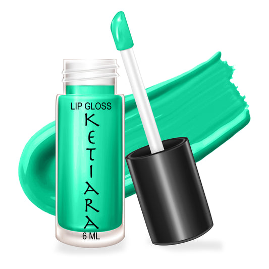 Aquamarine Big Brush Wand Moisturizing and  Hydrating Non-sticky Premium Mild Tinting Lip Gloss Infused With Hyaluronic Acid