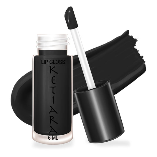 Black Big Brush Wand Moisturizing and  Hydrating Non-sticky Premium Mild Tinting Lip Gloss Infused With Hyaluronic Acid