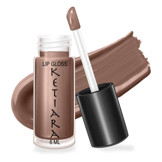 Coffee Big Brush Wand Moisturizing and  Hydrating Non-sticky Premium Mild Tinting Lip Gloss Infused With Hyaluronic Acid