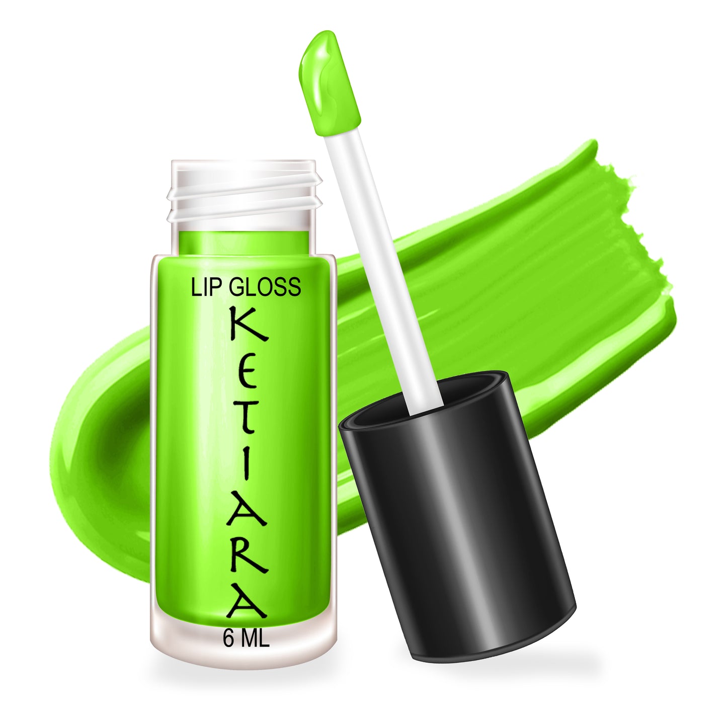 Green Yellow Big Brush Wand Moisturizing and  Hydrating Non-sticky Premium Mild Tinting Lip Gloss Infused With Hyaluronic Acid