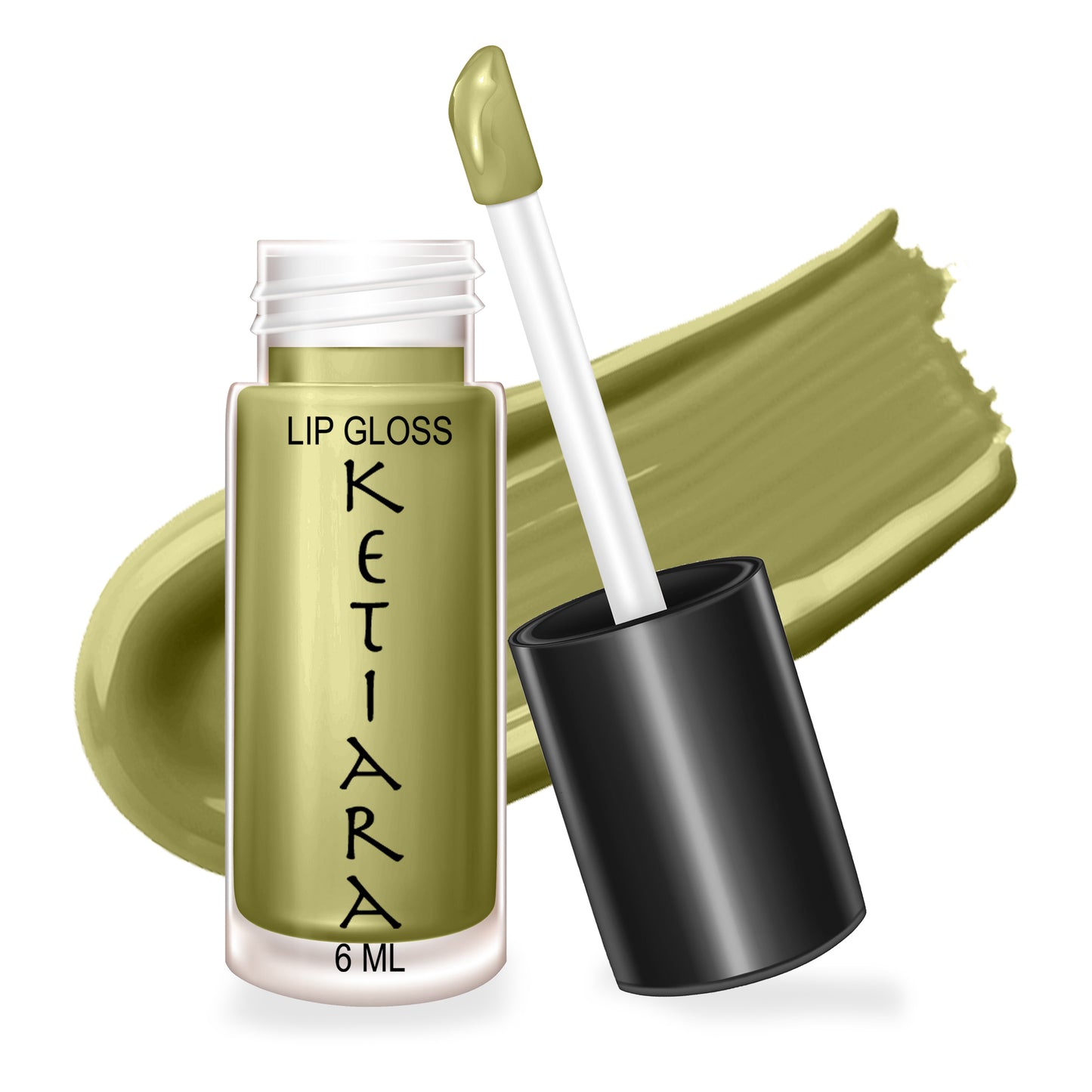 Moss Green Big Brush Wand Moisturizing and  Hydrating Non-sticky Premium Mild Tinting Lip Gloss Infused With Hyaluronic Acid