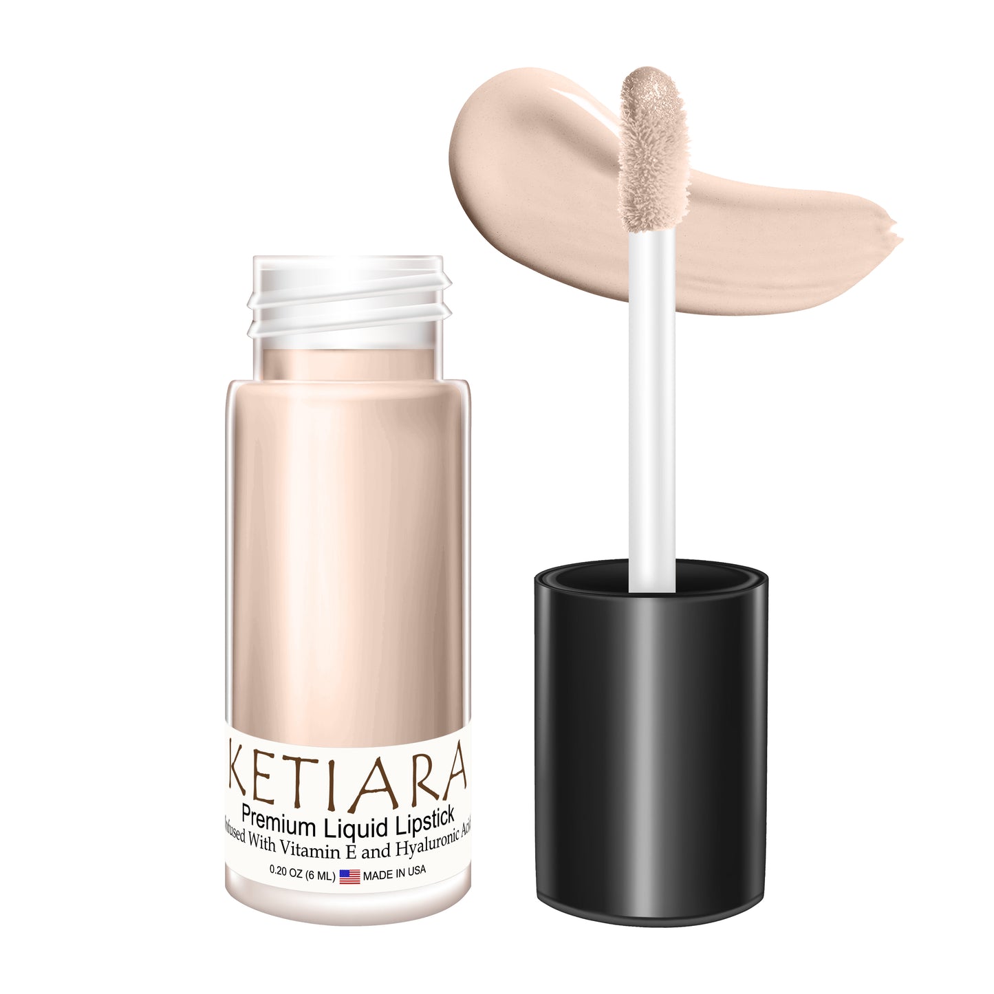Ketiara Premium Full Coverage Big Brush Cinnamon Roll Liquid Lipstick Infused With Hyaluronic Acid, 6 ml