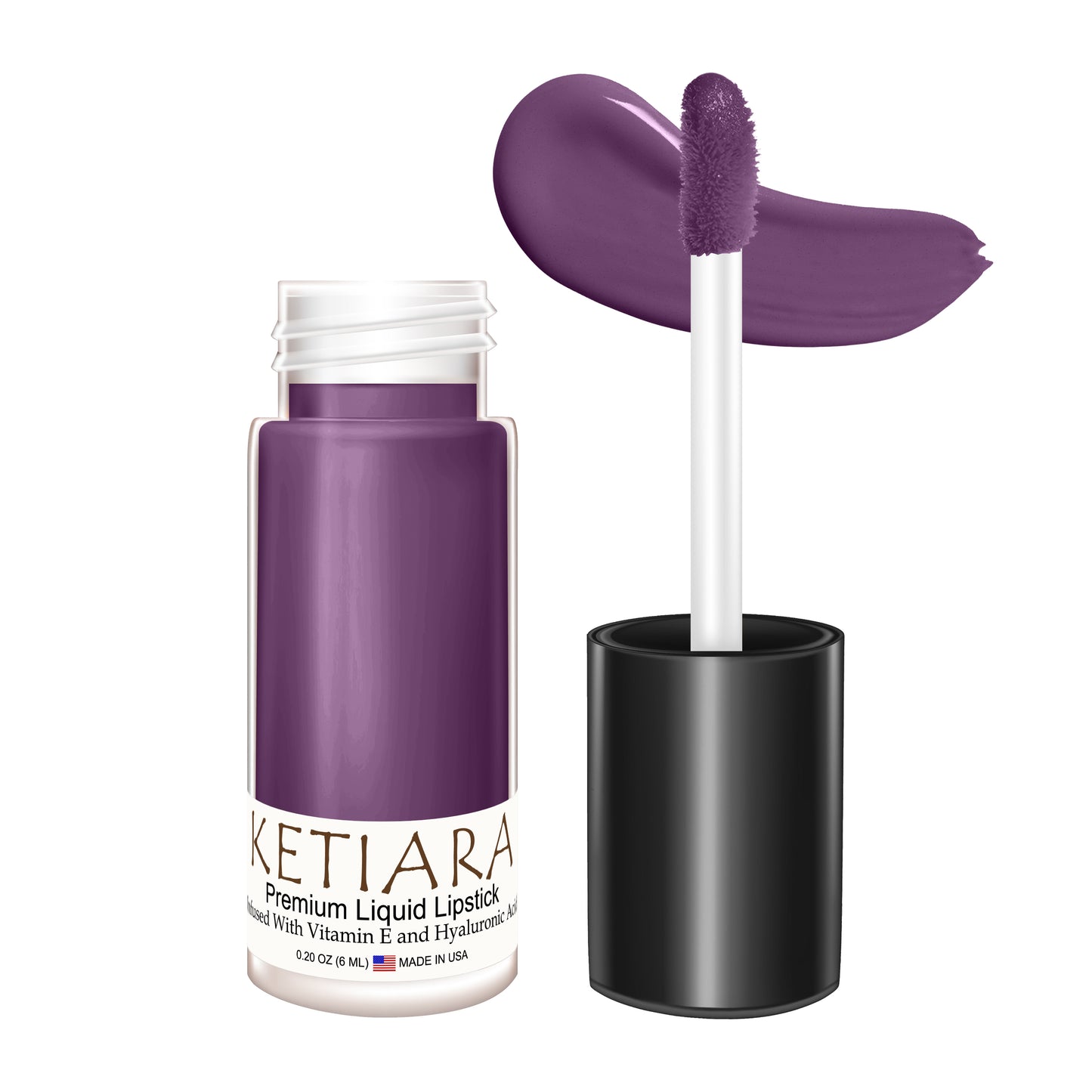 Ketiara Premium Full Coverage Big Brush Girly Things Liquid Lipstick Infused With Hyaluronic Acid, 6 ml