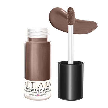 Ketiara Premium Full Coverage Big Brush Neopolitan Liquid Lipstick Infused With Hyaluronic Acid, 6 ml
