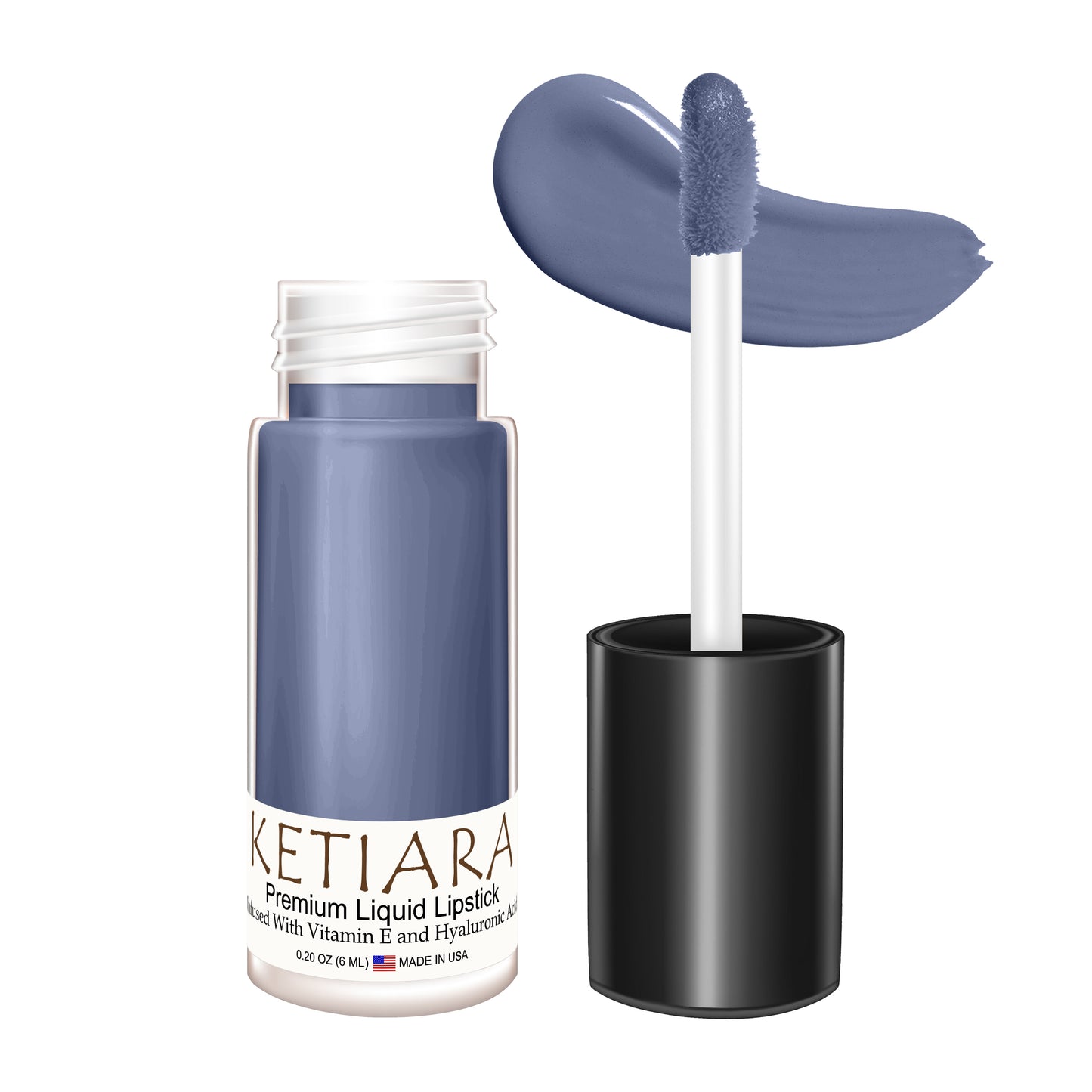 Ketiara Premium Full Coverage Big Brush Ocean Eyes Liquid Lipstick Infused With Hyaluronic Acid, 6 ml