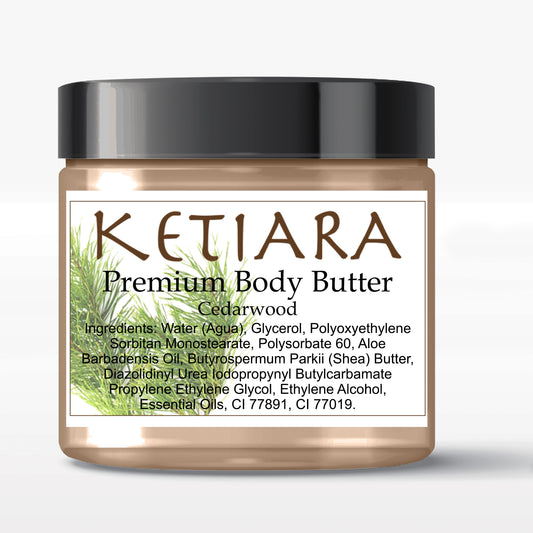 Cedarwood Scented Shea Body Butter Infused with Aloe Vera and Hyaluronic Acid, 120 ml