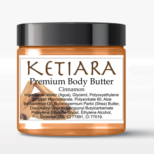 Cinnamon Scented Shea Body Butter Infused with Aloe Vera and Hyaluronic Acid, 120 ml