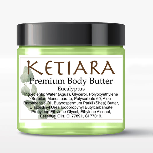 Eucalyptus Scented Shea Body Butter Infused with Aloe Vera and Hyaluronic Acid, 120 ml