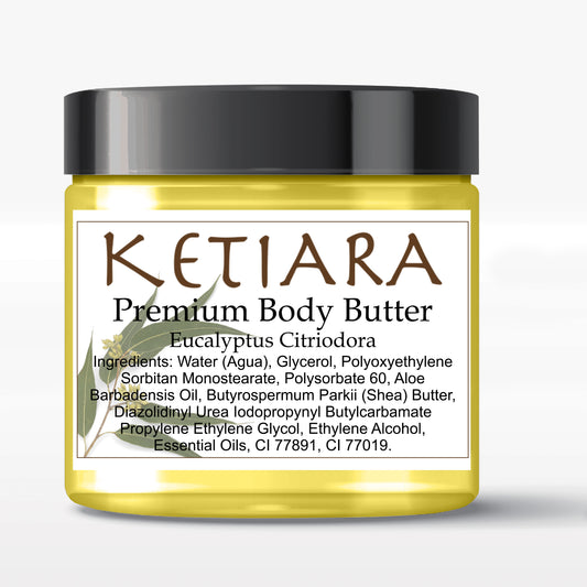 Eucalyptus Citriodora Scented Shea Body Butter Infused with Aloe Vera and Hyaluronic Acid, 120 ml