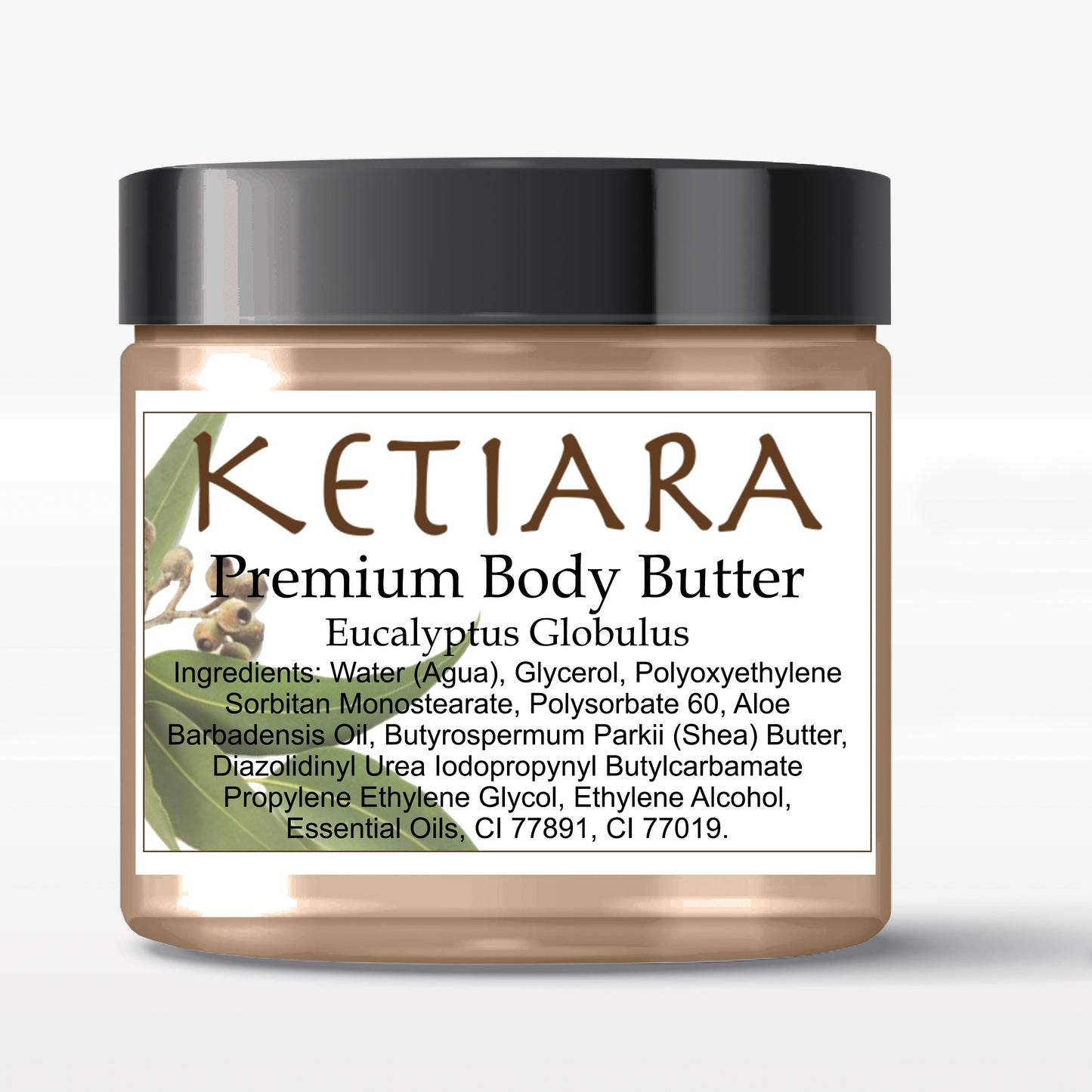 Eucalyptus Globulus Scented Shea Body Butter Infused with Aloe Vera and Hyaluronic Acid, 120 ml