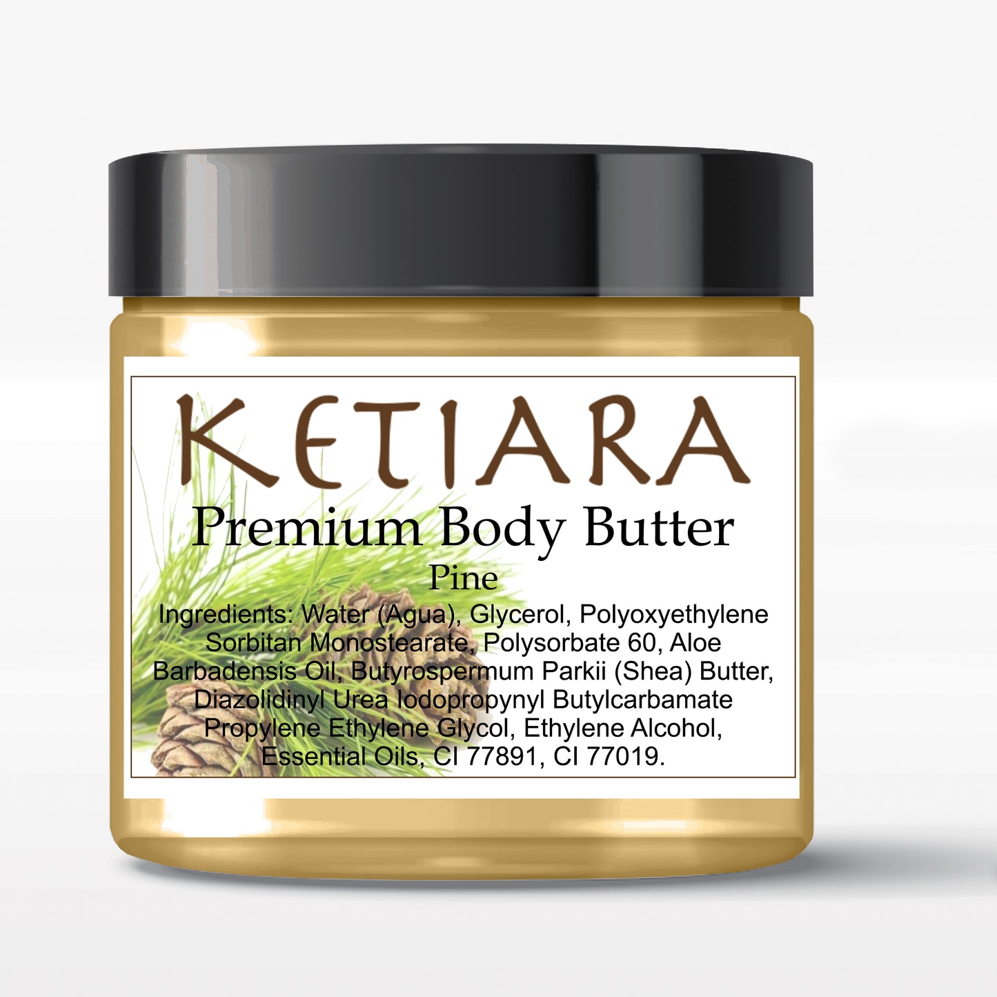 Pine Scented Shea Body Butter Infused with Aloe Vera and Hyaluronic Acid, 120 ml