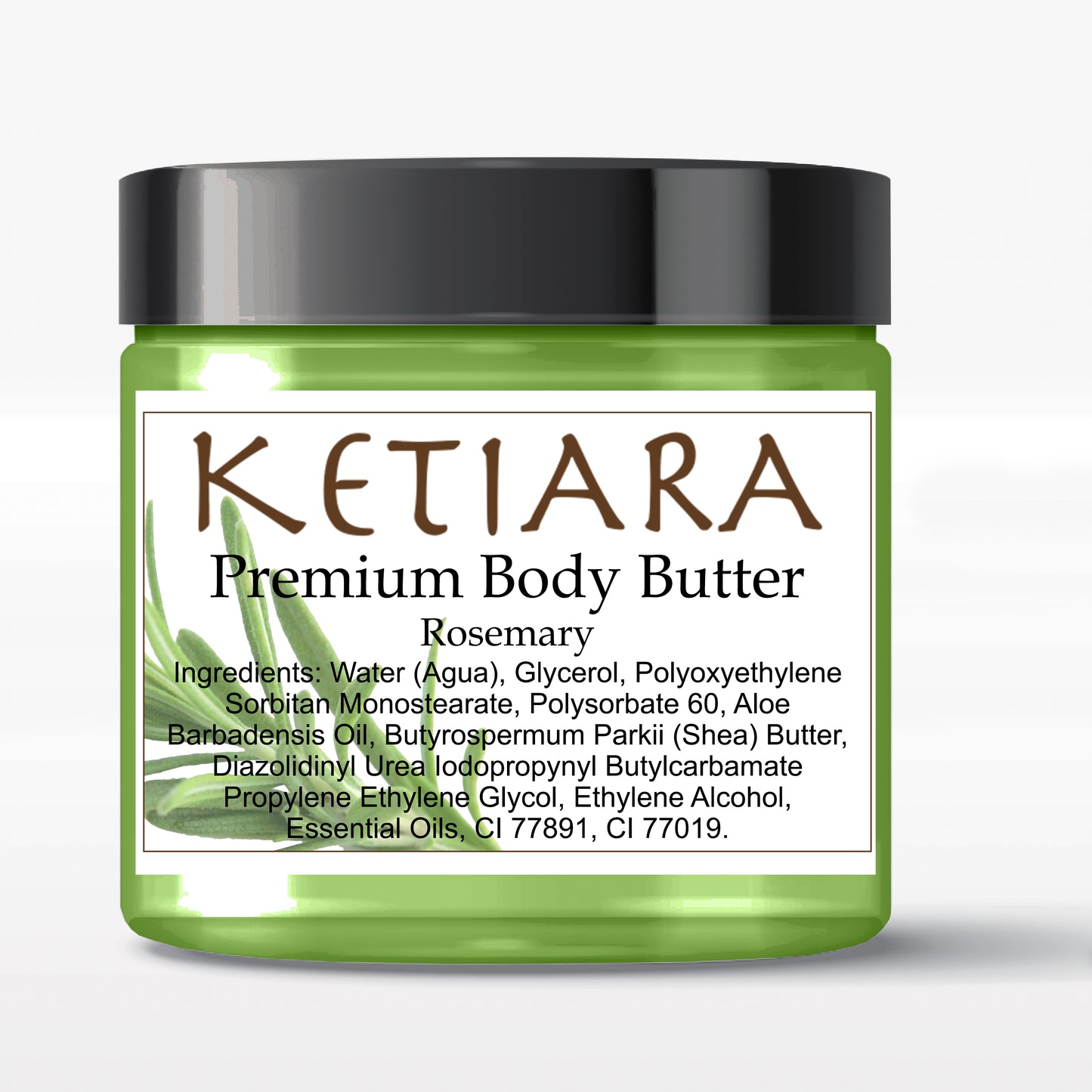 Rosemary Scented Shea Body Butter Infused with Aloe Vera and Hyaluronic Acid, 120 ml