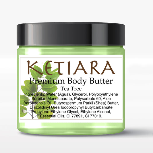 Tea Tree Scented Shea Body Butter Infused with Aloe Vera and Hyaluronic Acid, 120 ml