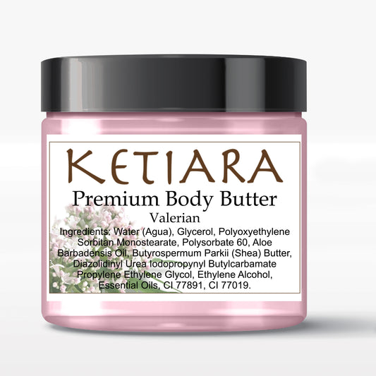 Valerian Scented Shea Body Butter Infused with Aloe Vera and Hyaluronic Acid, 120 ml