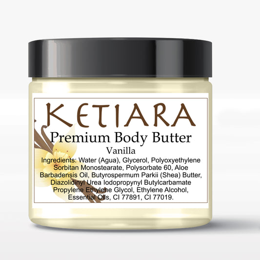 Vanilla Scented Shea Body Butter Infused with Aloe Vera and Hyaluronic Acid, 120 ml
