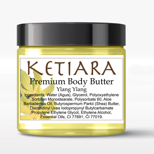 Ylang Ylang Scented Shea Body Butter Infused with Aloe Vera and Hyaluronic Acid, 120 ml
