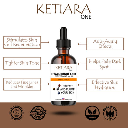 Ketiara Premium Hyaluronic Acid Facial Serum with Vitamin E and B5