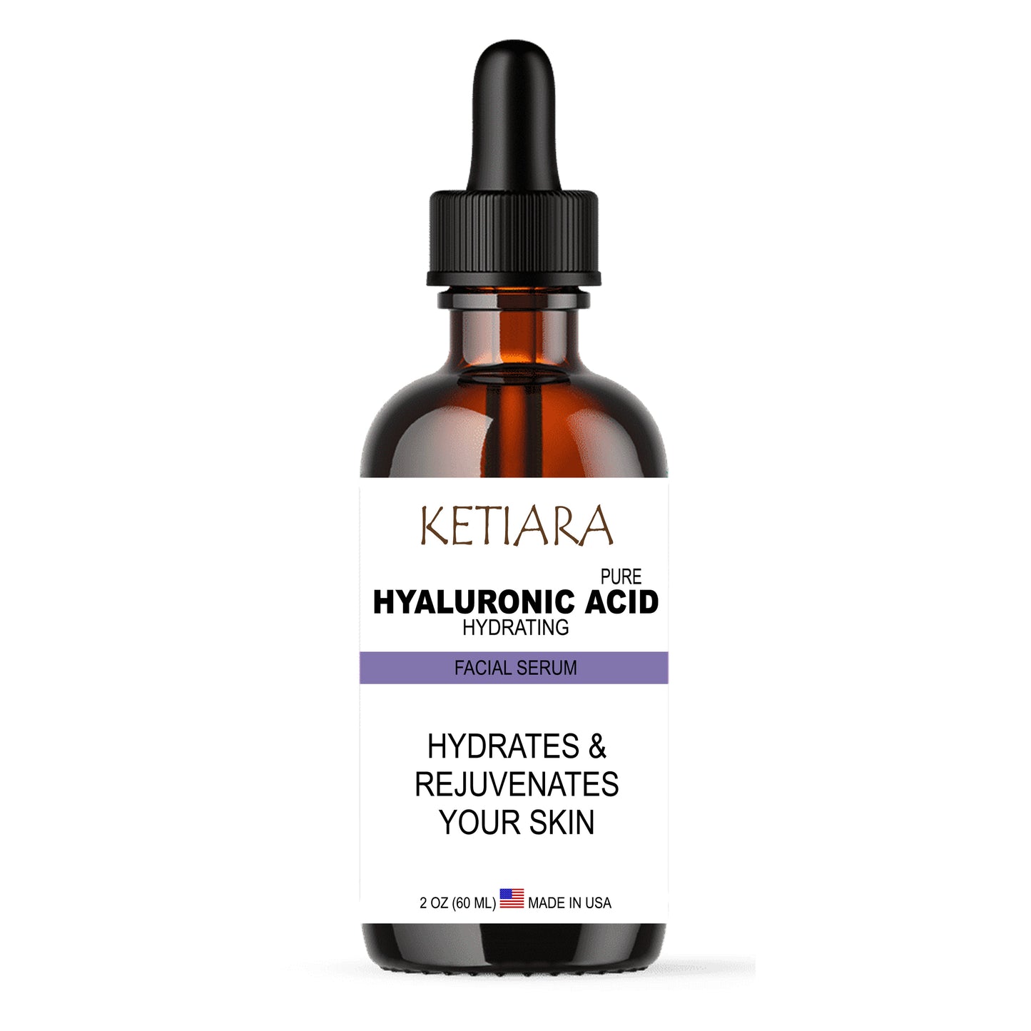 Ketiara Pure Hyaluronic Acid Face Serum, to Hydrate, Visibly Plump Skin, & Reduce Wrinkles, Fragrance Free