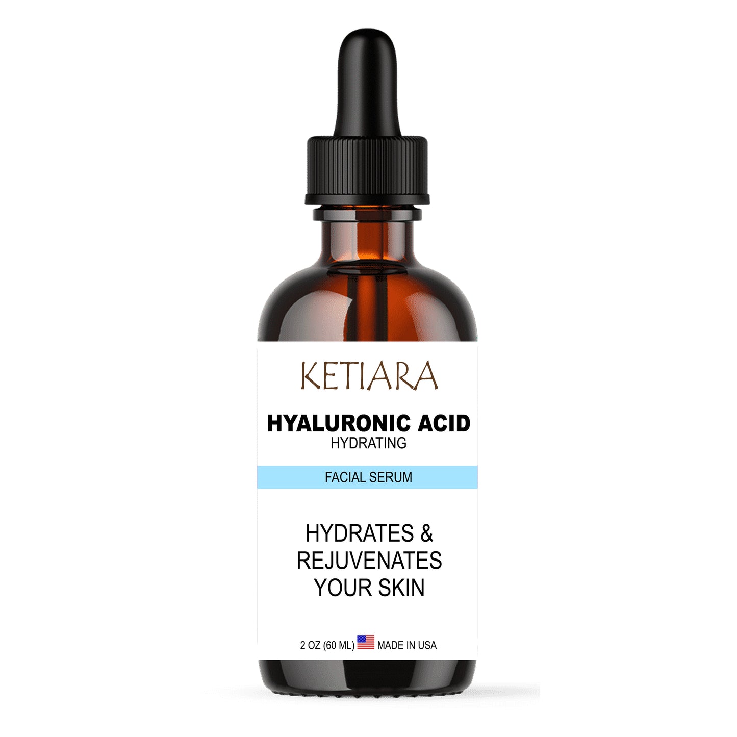 Ketiara Hyaluronic Acid Face Serum, to Hydrate, Visibly Plump Skin, & Reduce Wrinkles, Fragrance Free, 2 Fl Oz