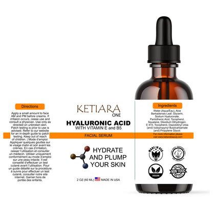 Ketiara Premium Hyaluronic Acid Facial Serum with Vitamin E and B5