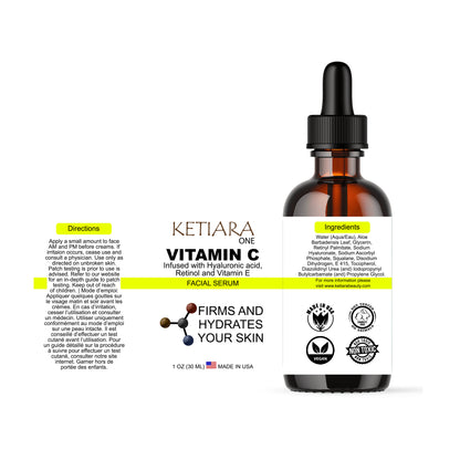 Ketiara Premium Vitamin C Face Serum with Hyaluronic Acid, Retinol, & Vitamin E