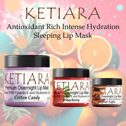 Ketiara Nourishing and Hydrating Lip Sleeping Mask with Vitamin C, Hyaluronic Acid and More, 1 fl oz