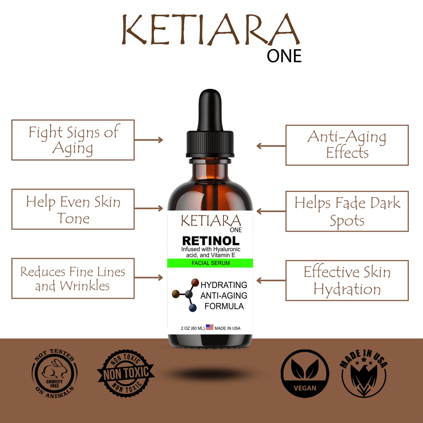 Ketiara Premium Retinol Serum For Face with Hyaluronic Acid and Vitamin E