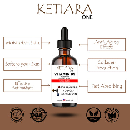 Ketiara Premium Vitamin B5 Facial Serum with Vitamin C, E and B3